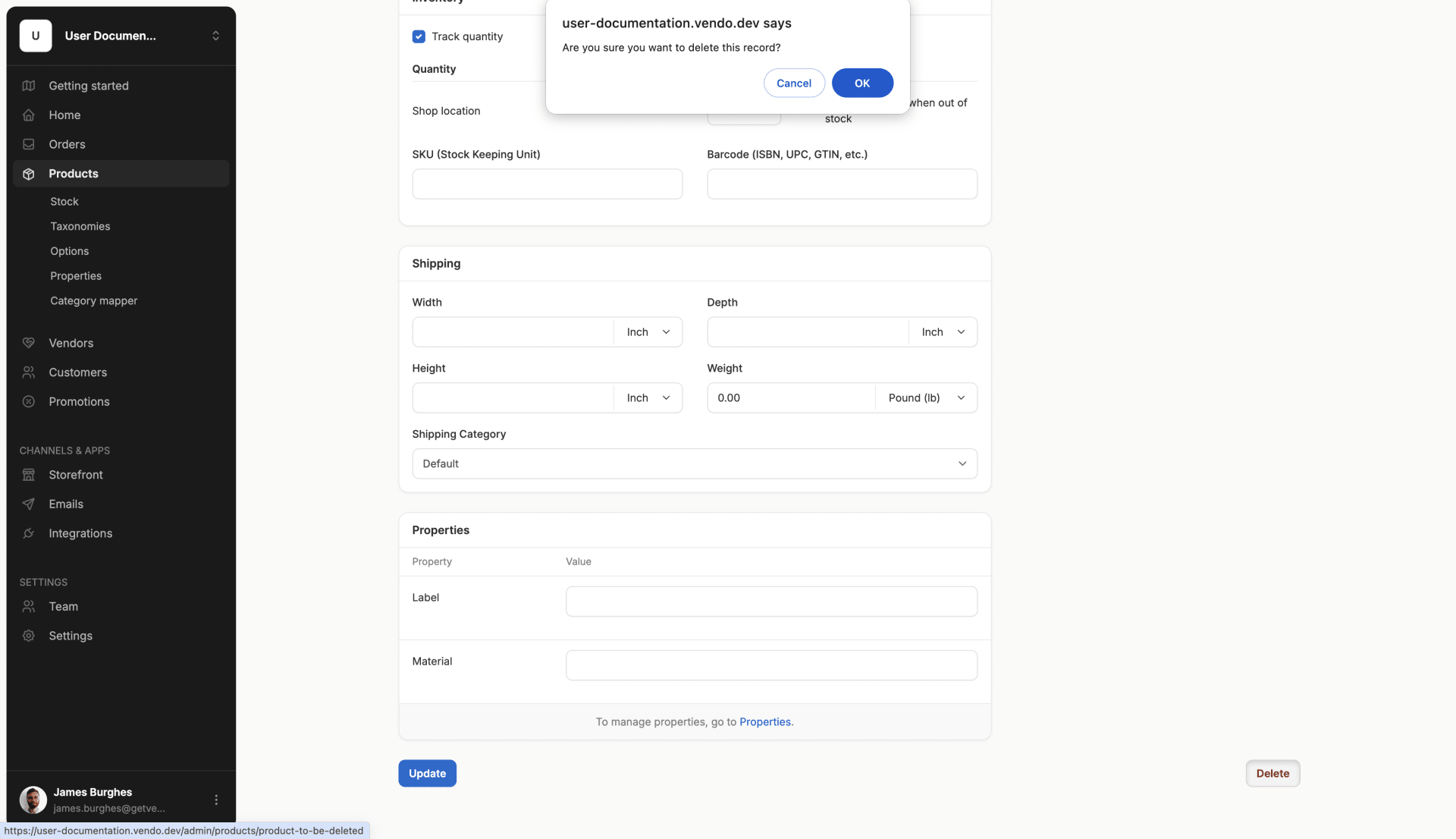Click Delete And Confirm