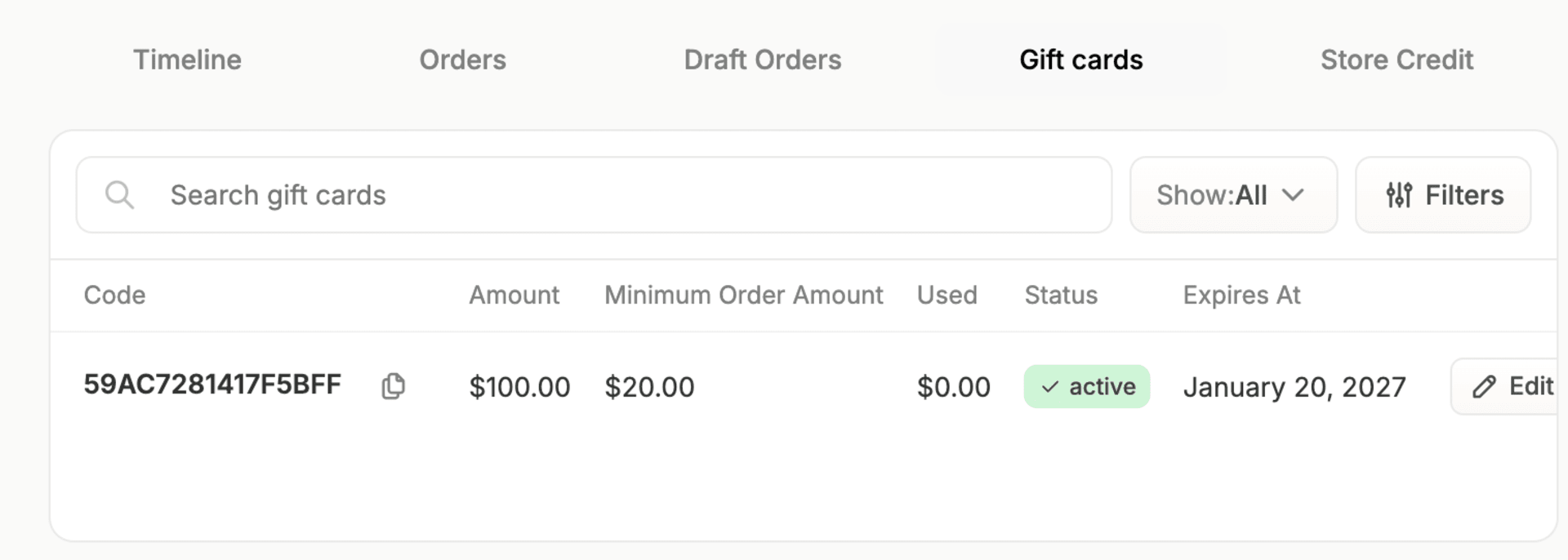 Issue a Gift Card