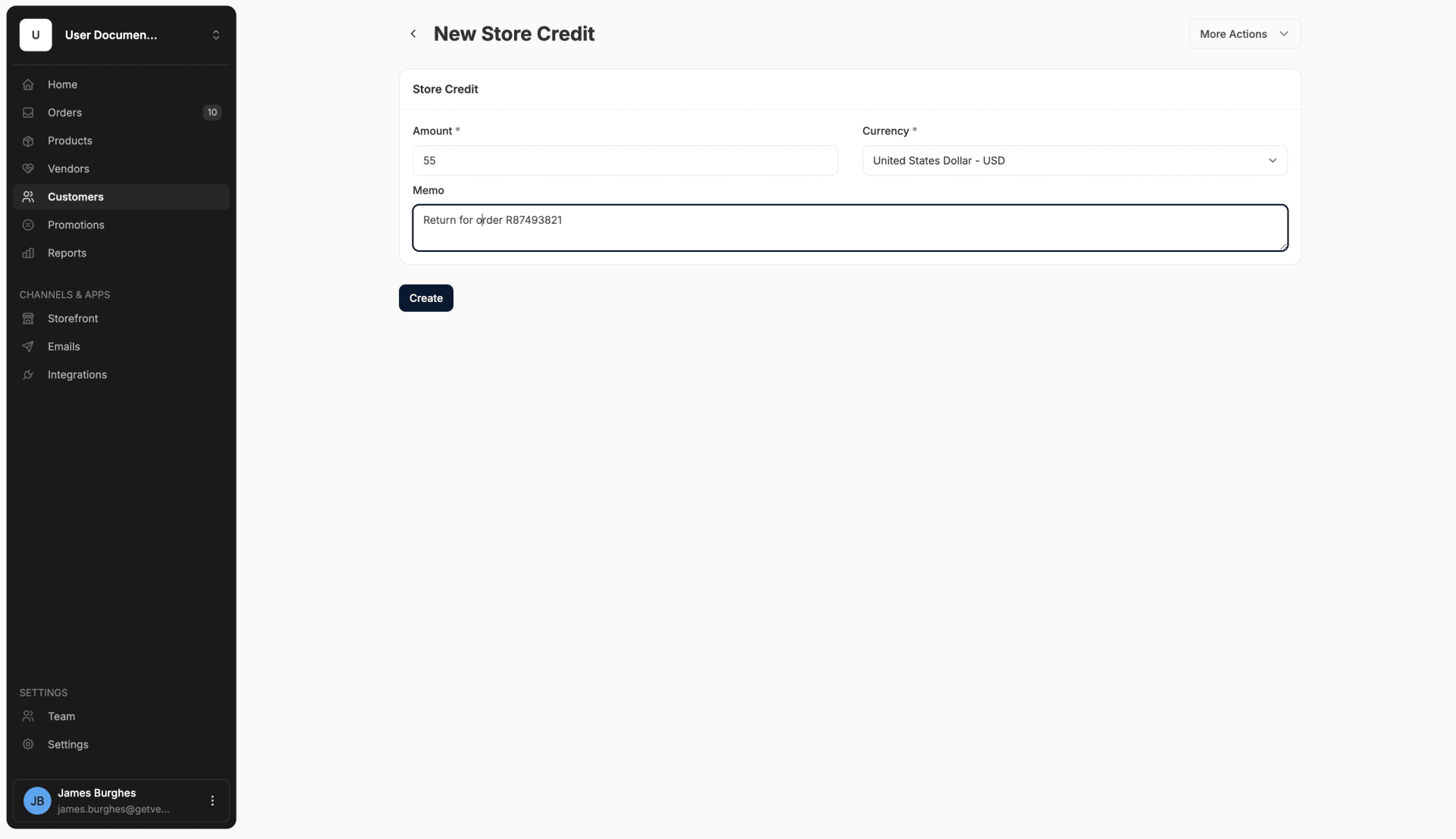 Assign Store Credits
